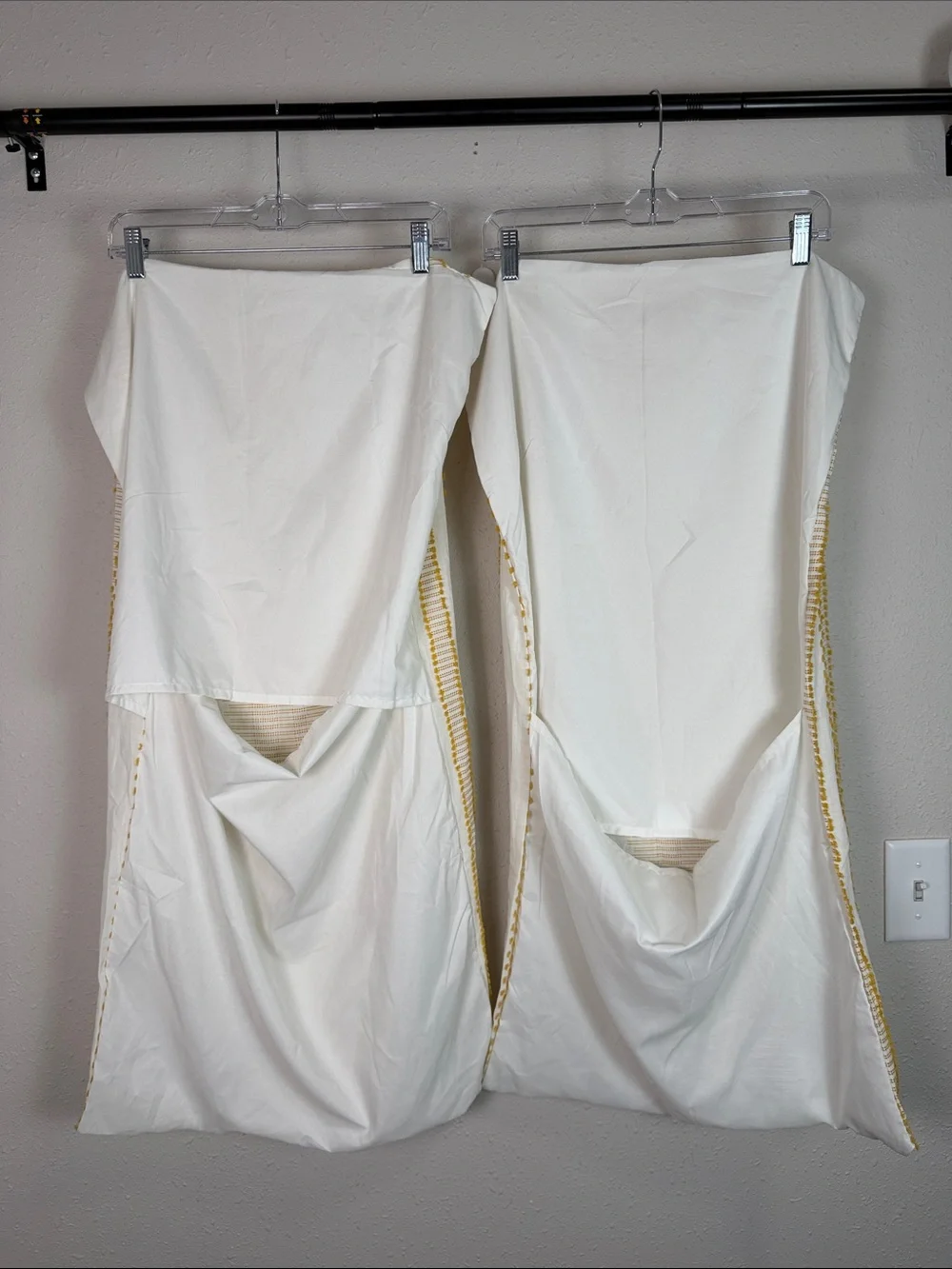 Threshold Set of 2 King Pillowcases White Mustard Yellow Woven Boho 20x36